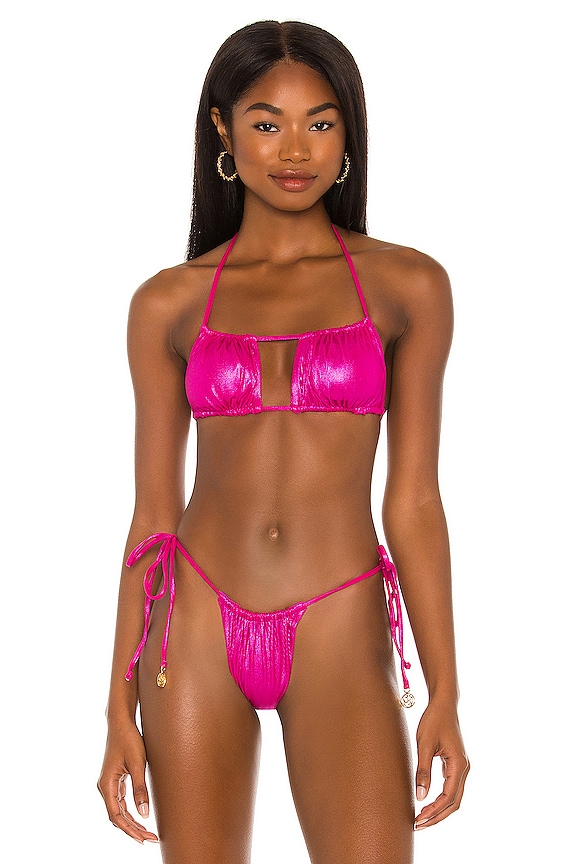 view 1 of 5 Multiway Scrunched Cup Bandeau Bikini Top in Ruby