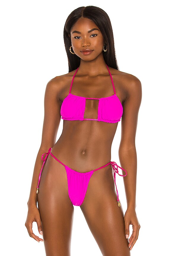 view 2 of 5 Multiway Scrunched Cup Bandeau Bikini Top in Ruby