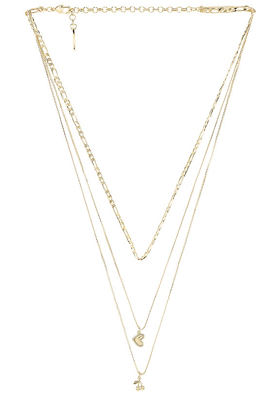 view 1 of 2 The Triple Cherry Heart Charm Necklace in Gold