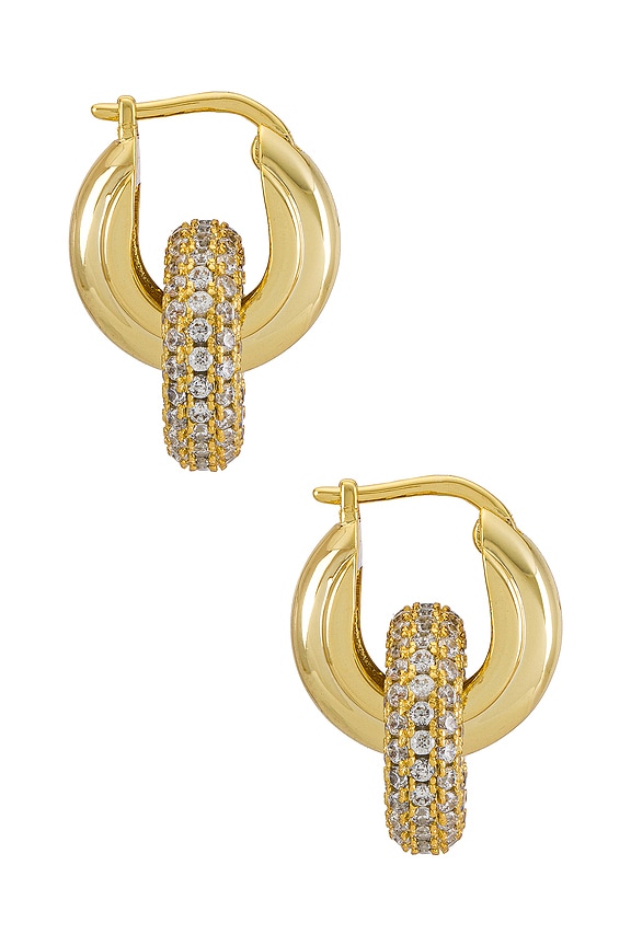 view 2 of 3 Pave Interlock Hoops in Gold