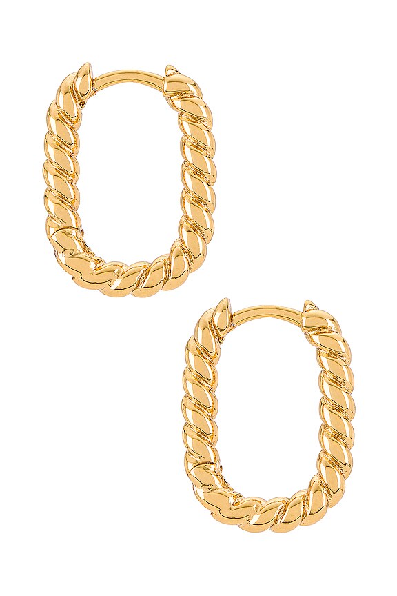 view 2 of 3 Twisted Rope Huggies in Gold