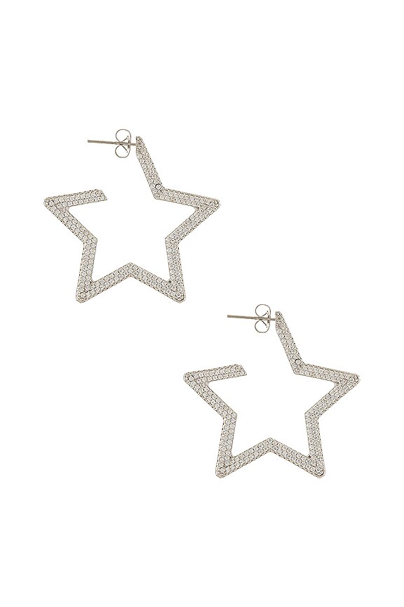 view 2 of 3 Pave Star Hoops in Silver