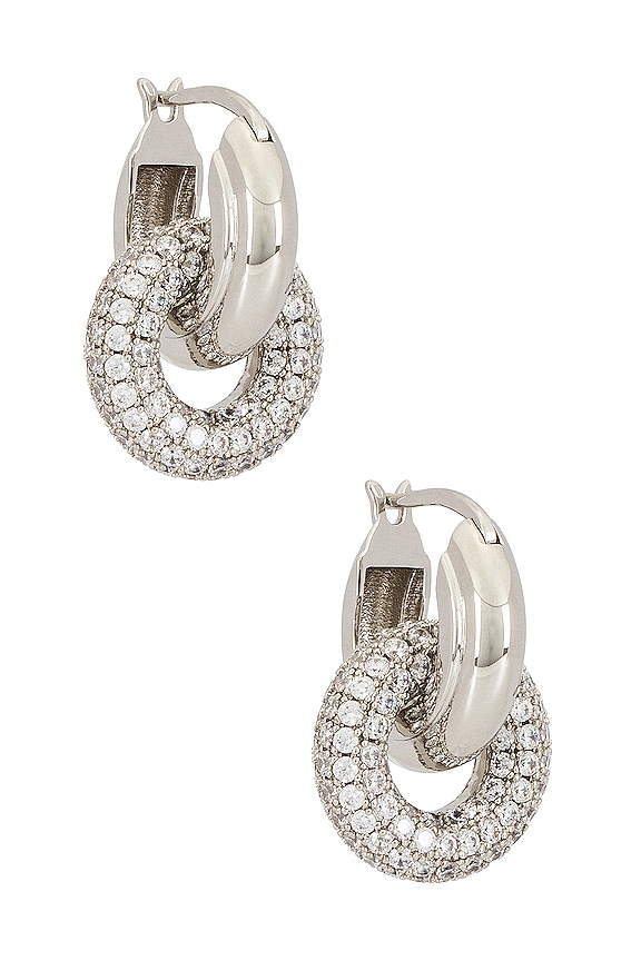view 1 of 3 Pave Interlock Hoops in Silver