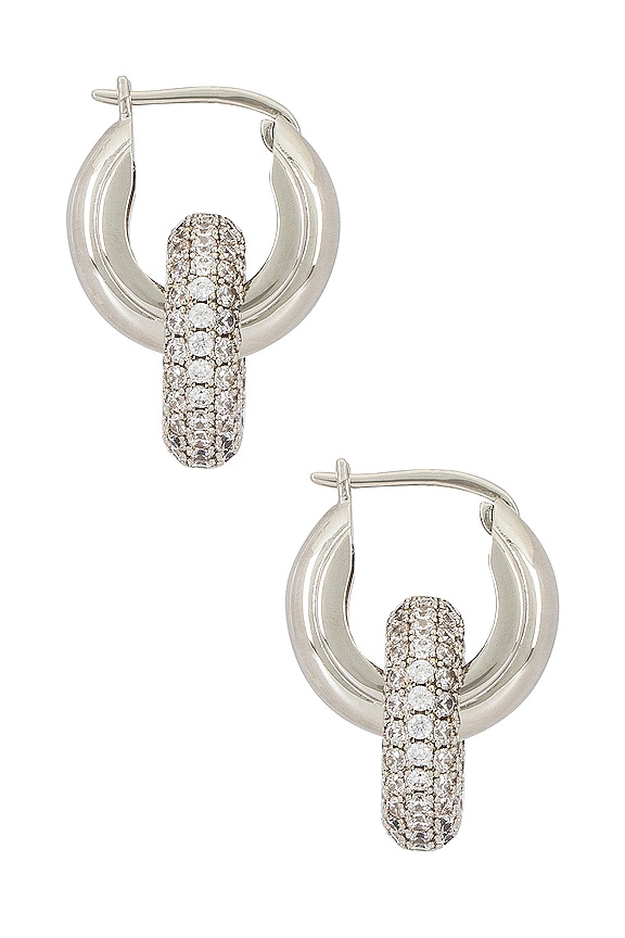 view 2 of 3 Pave Interlock Hoops in Silver