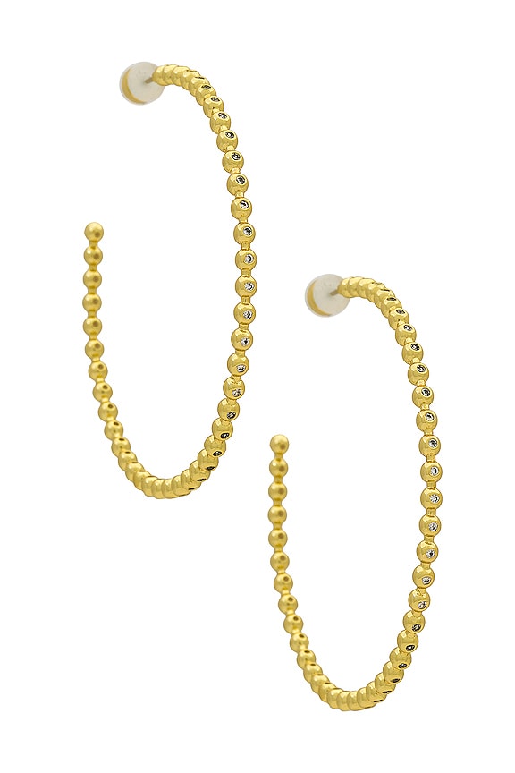 Luv AJ Pave Ball Chain Hoops in Gold | REVOLVE