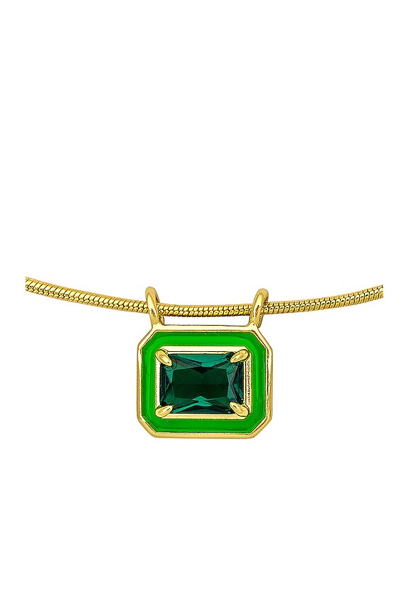 view 2 of 2 Bezel Pendant Necklace in Bright Green & Gold