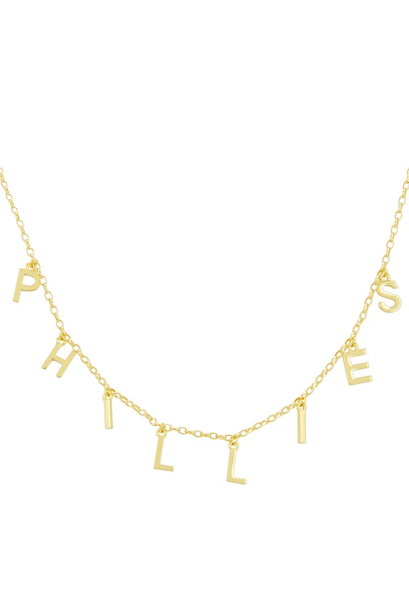view 2 of 3 Mlb Phillies Hanging Initial Charm Necklace in Gold