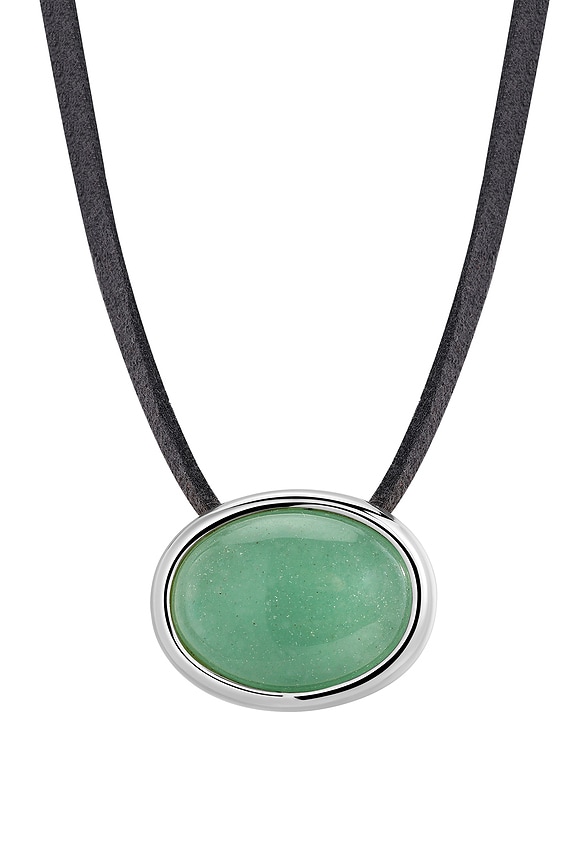 view 2 of 2 Sunset Stone Cord Necklace in Green & Silver