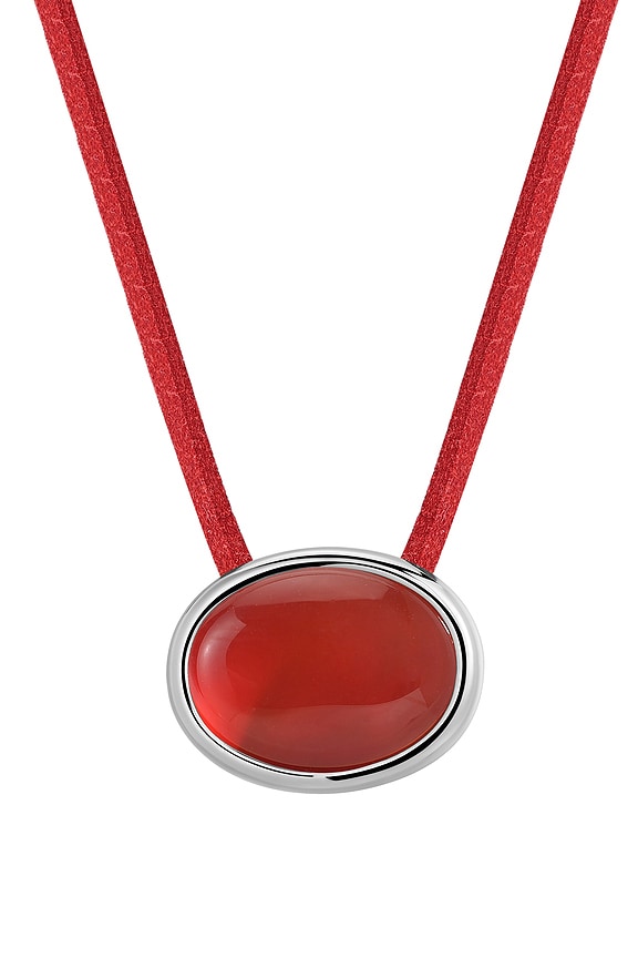 view 2 of 2 Sunset Stone Cord Necklace in Red & Silver