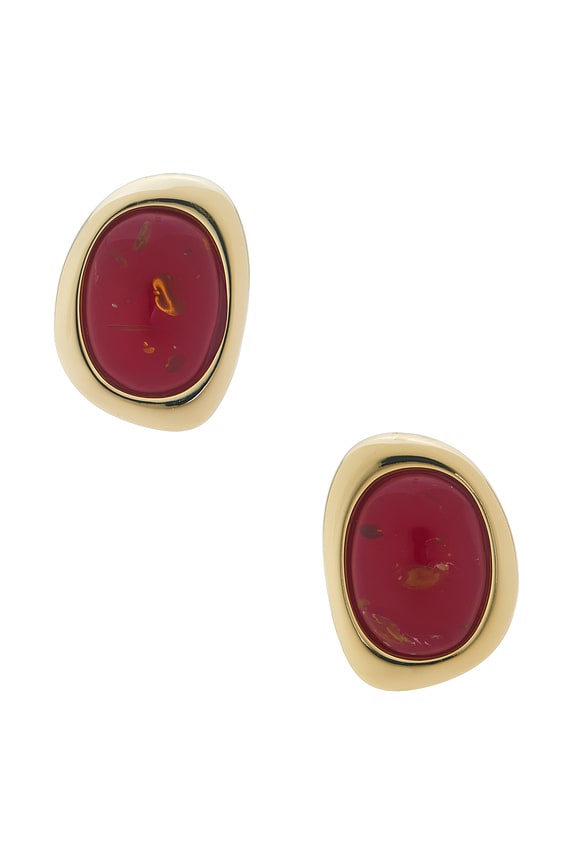 view 1 of 2 The Amber Honey Resin Stud Earrings in Gold