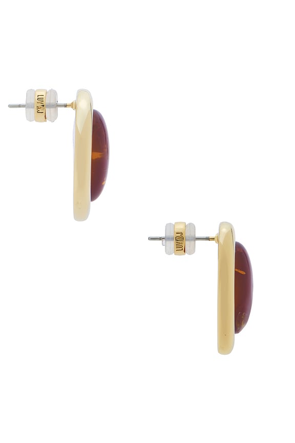 view 2 of 2 The Amber Honey Resin Stud Earrings in Gold
