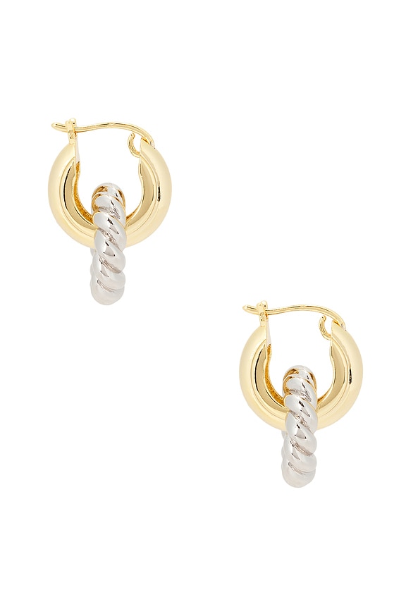 view 2 of 3 The Two Tone Rope Interlocked Hoops in Gold
