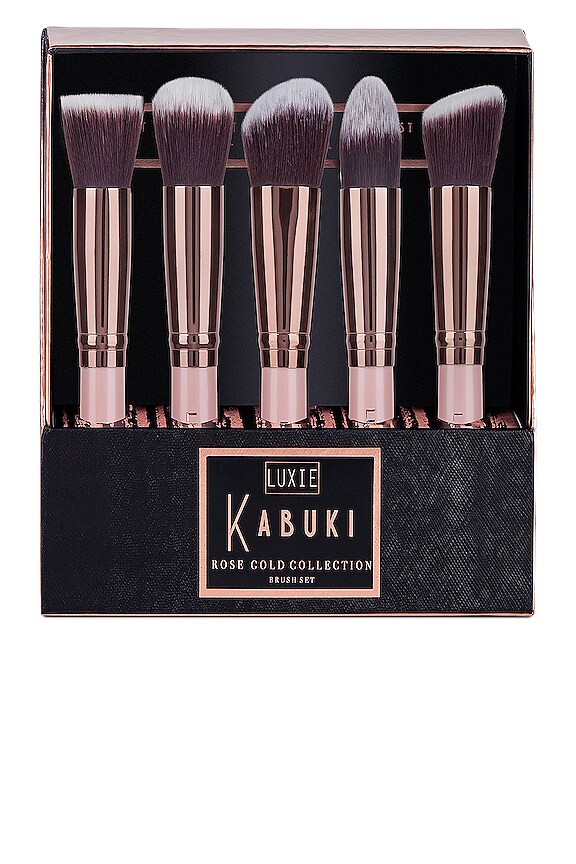 view 2 of 3 Rose Gold Kabuki Brush Set in 