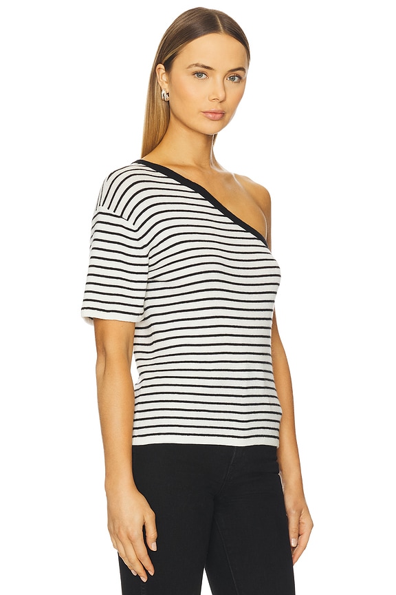 view 2 of 6 TOP UN HOMBRO MIRANA in Salt & Noir Stripes