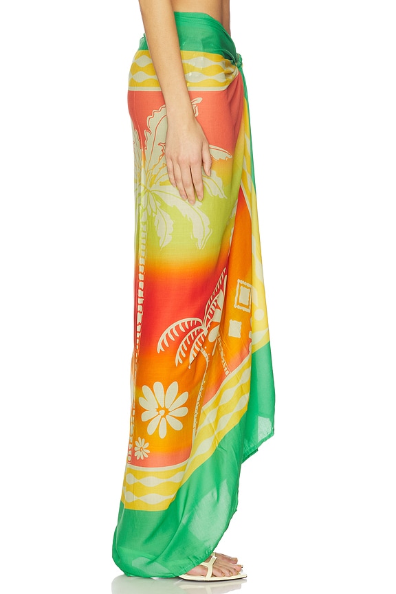 view 2 of 6 Tropical Landscape Isla Print Sarong in Bright Green
