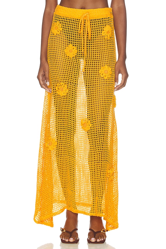 view 1 of 6 Golden Blossom Glacier Maxi Skirt in Bright Yellow