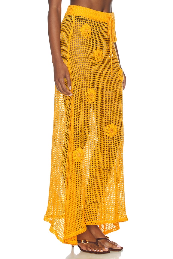 view 2 of 6 Golden Blossom Glacier Maxi Skirt in Bright Yellow