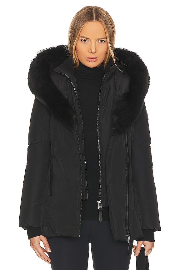 view 2 of 5 Adali Shearling Collar Coat in Black