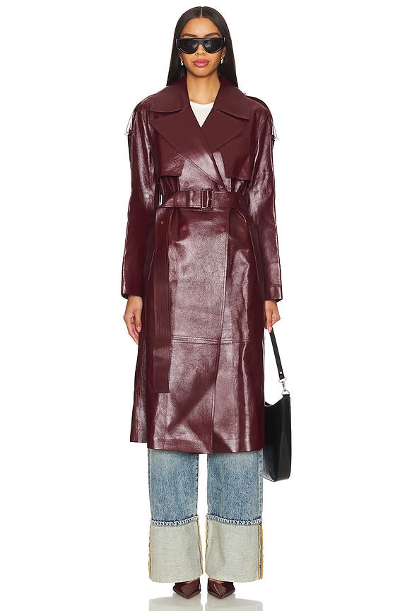 view 2 of 4 Carmela Leather Trench in Garnet