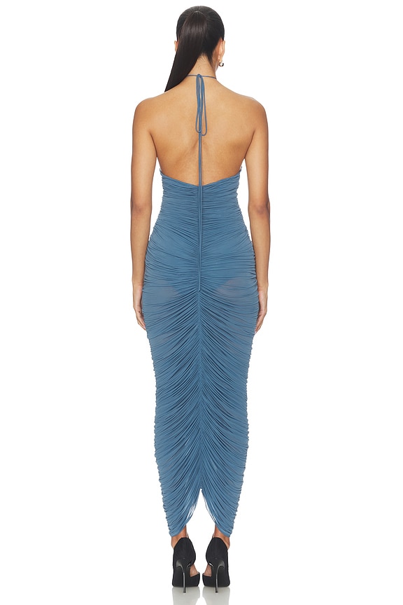 blue halter tutu dress Magda Butrym Ruched in SHEIN PETITE Women's 70s Halter neck Elevate your formal style US SIZE:14 bv-discount-included