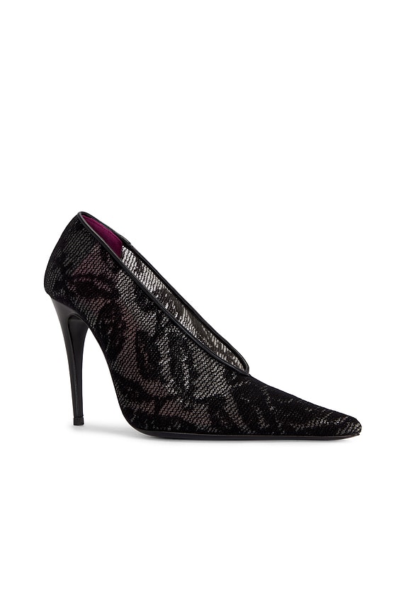 view 2 of 5 Floral Pointed Pump in Black