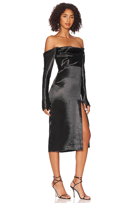 view 2 of 3 ROBE MI-LONGUE CECILIA in Black