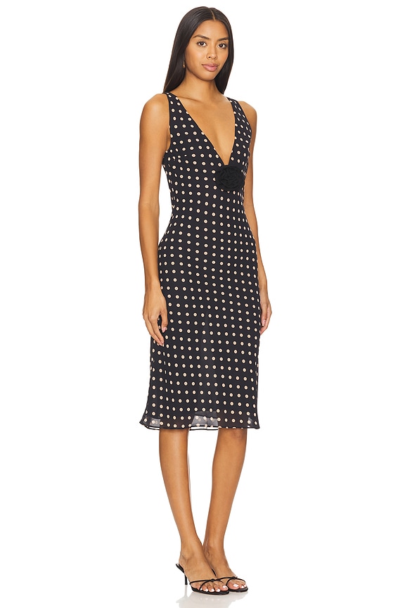 view 2 of 4 Kelly Midi Dress in Black & Beige Dot