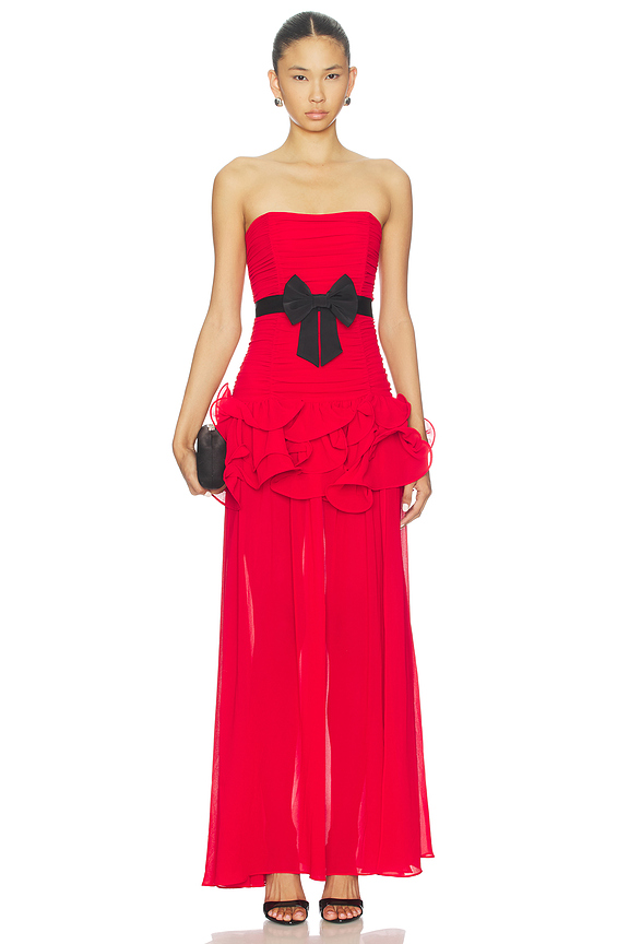 view 2 of 4 Fauna Gown in Cherry Red