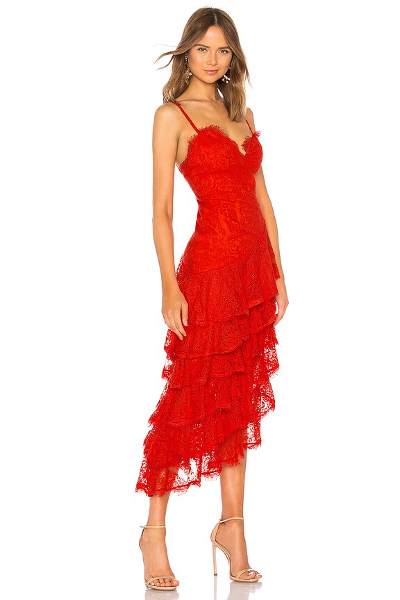 view 2 of 3 ROBE DE SOIRÉE ASYMÉTRIQUE ORACLE in Red