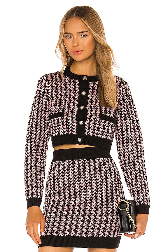 view 1 of 5 CÁRDIGAN CARRIE in Pink Houndstooth