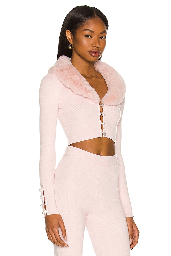 view 2 of 4 Laurel Faux Fur Shawl Cardigan in Orchid