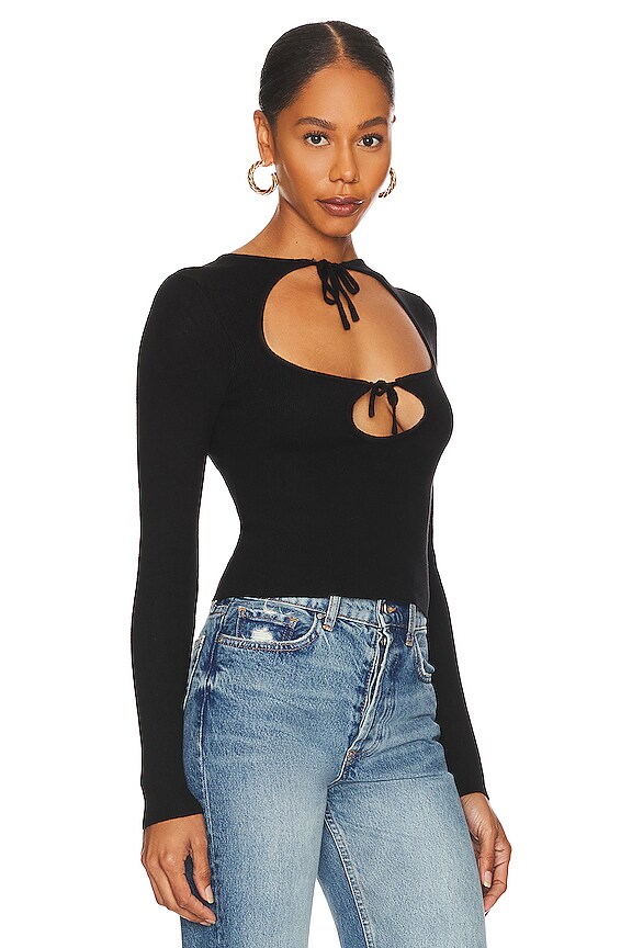 view 2 of 4 Hailey Tie Front Sweater in Black