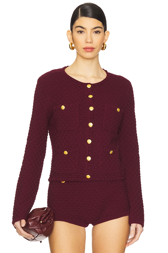 view 2 of 6 Evaline Cardigan in Oxblood