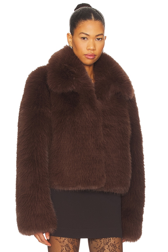 view 2 of 4 Vienna Faux Fur Jacket in Dark Chocolate