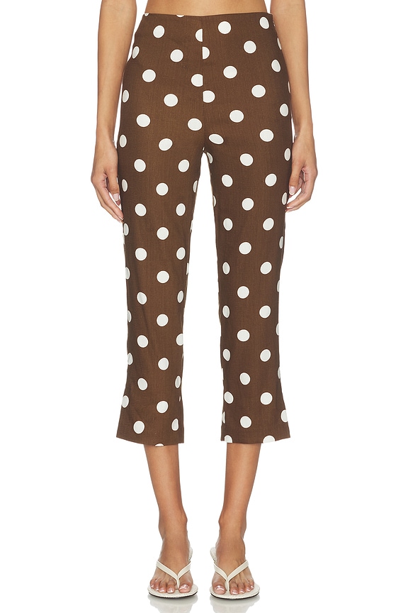 view 1 of 6 Cosette Capri in Brown & White Polka Dot