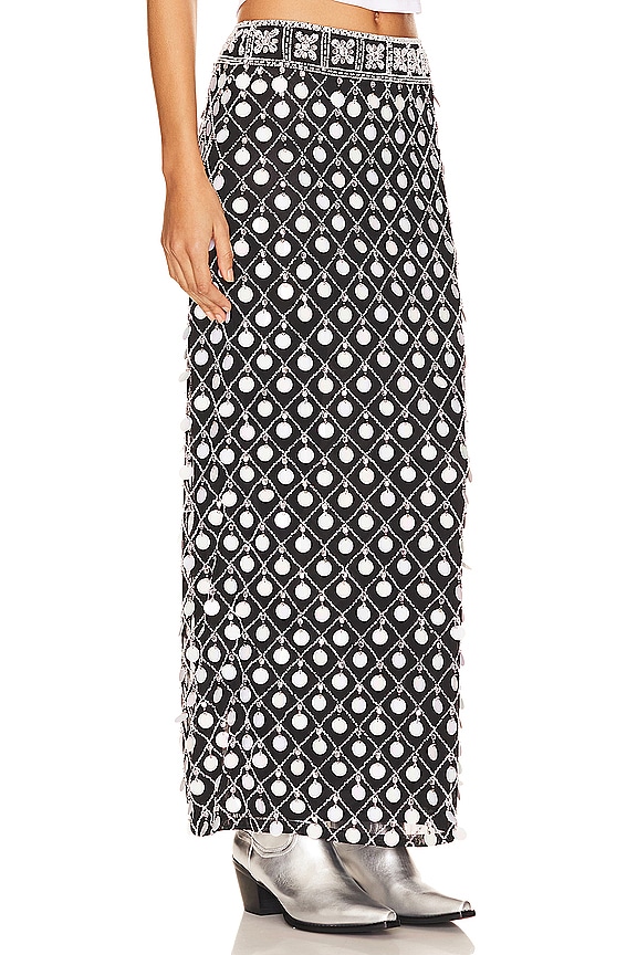 view 2 of 5 Cirie Embellished Maxi Skirt in Black And White