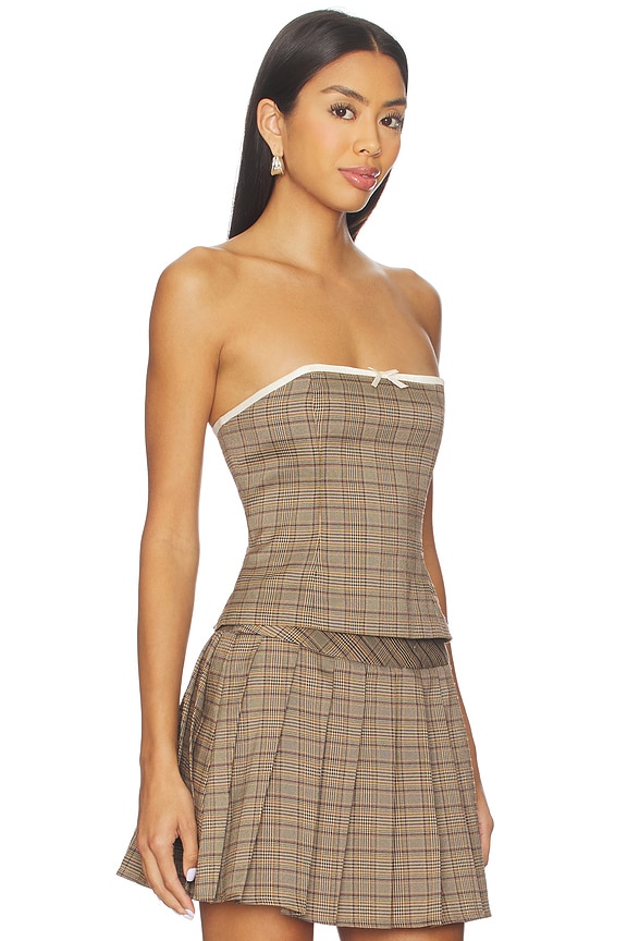 view 2 of 4 LARA 탑 in Brown Multi Plaid