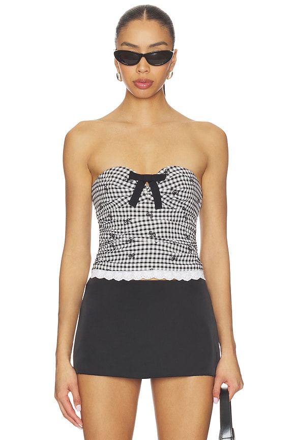 view 1 of 5 Emilia Top in Black & White Gingham
