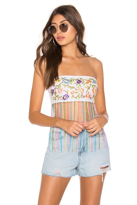 view 2 of 6 Madrid Top in White Rainbow