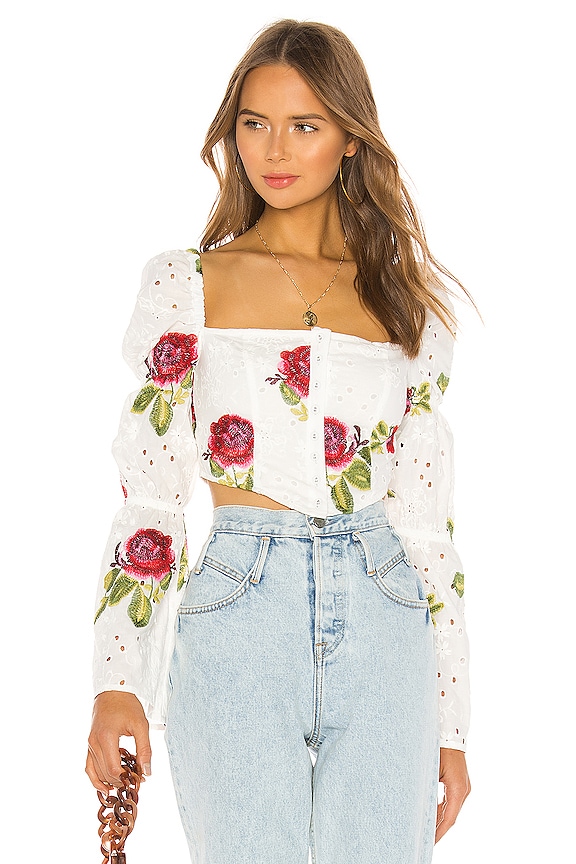 view 1 of 5 Finley Top in White & Pink