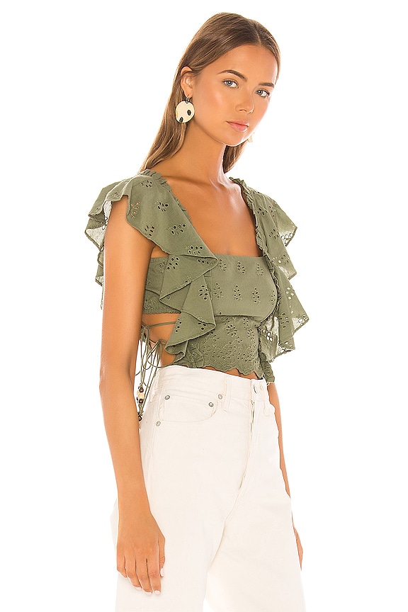 view 2 of 4 TOP CROPPED NICOLE in Olive Green