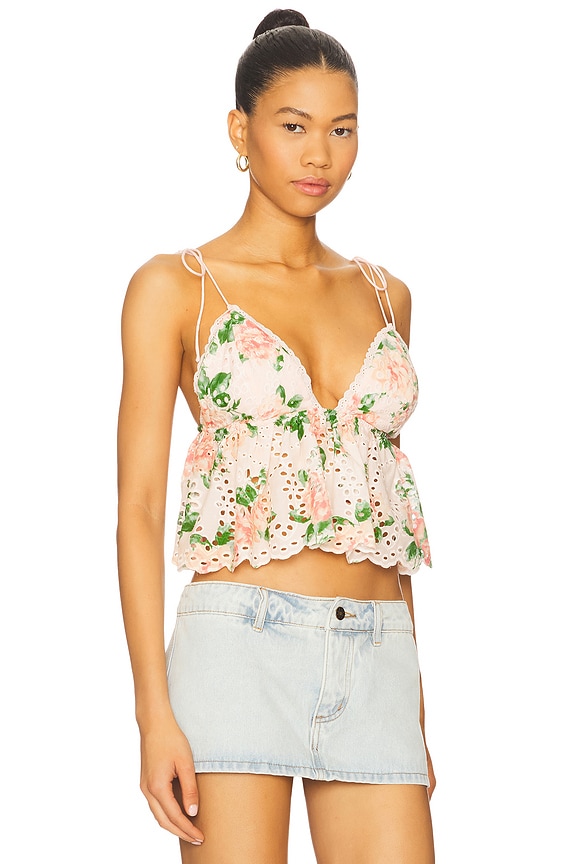 view 2 of 4 Chrishelle Crop Top in Pink & Green