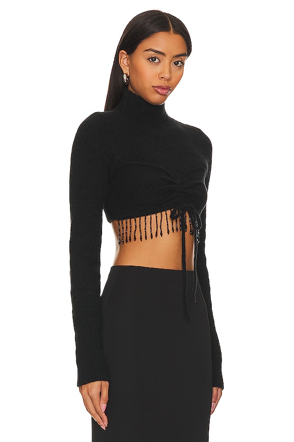 view 2 of 5 Hadia Beaded Fringe Top in Black