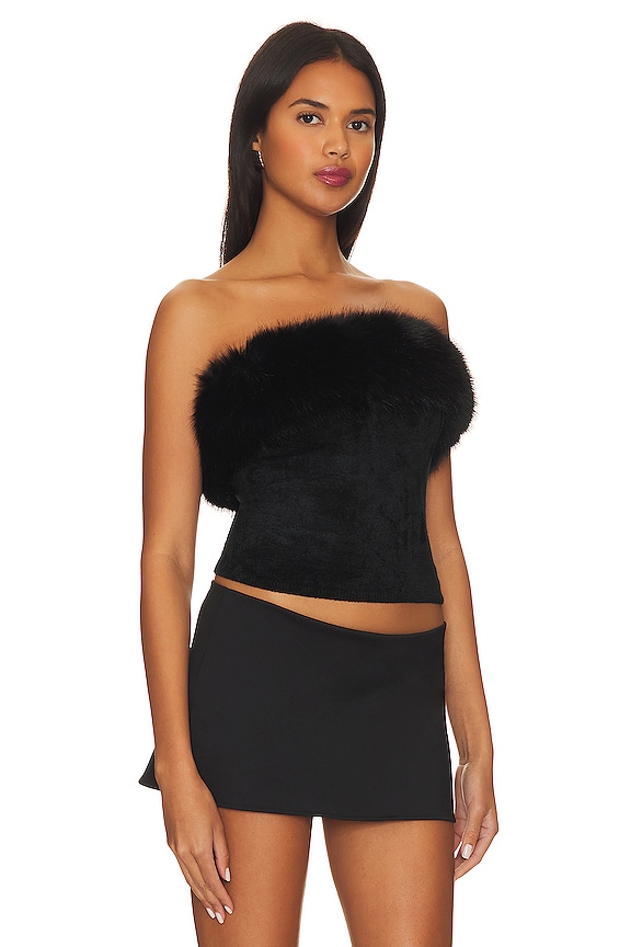 view 2 of 4 Idina Faux Fur Tube Top in Black