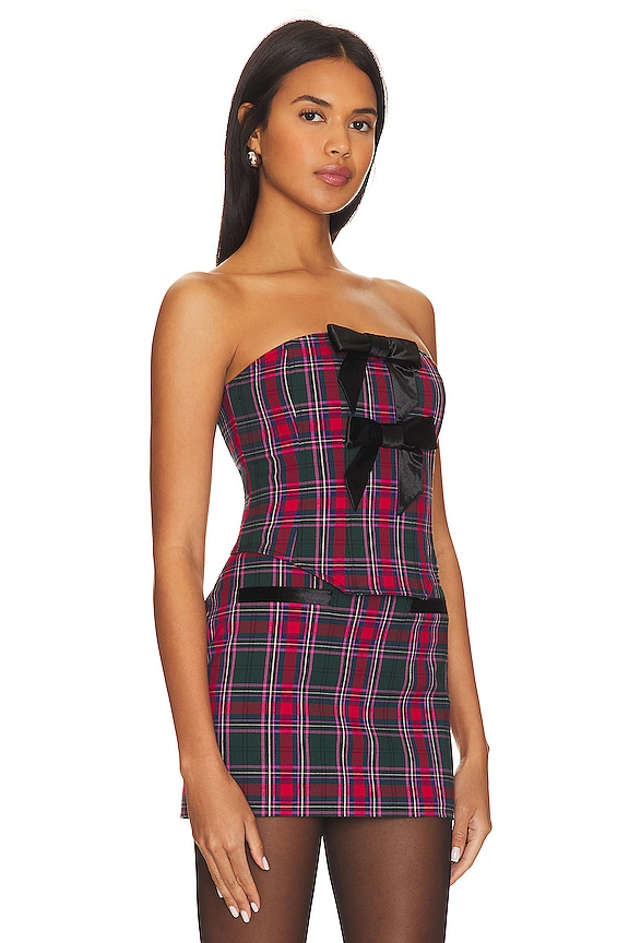 view 2 of 4 Joi Bustier Top in Pink Multi Plaid