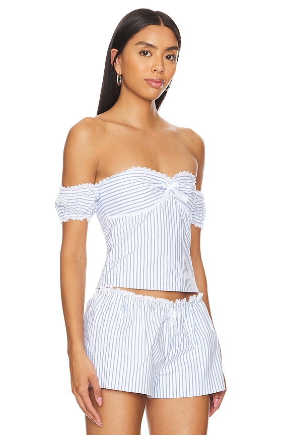 view 2 of 5 Cynthia Top in Blue & White Stripe