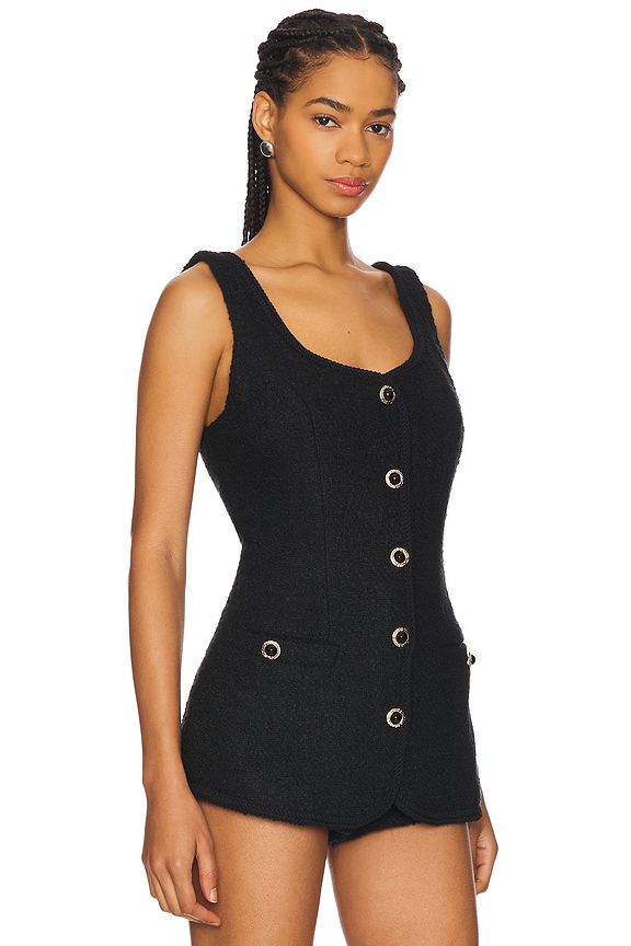 view 2 of 4 Gabrielle Tweed Top in Black