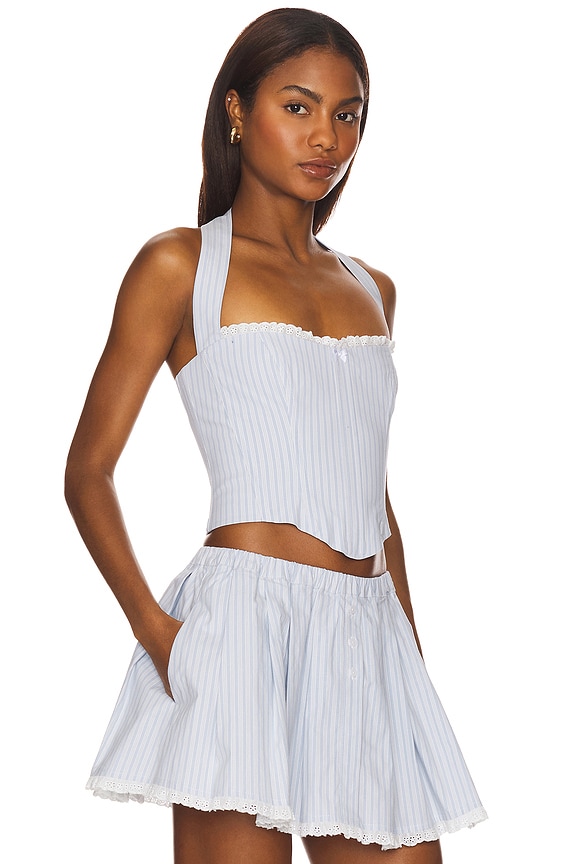 view 2 of 5 Danica Top in Blue & White Stripe