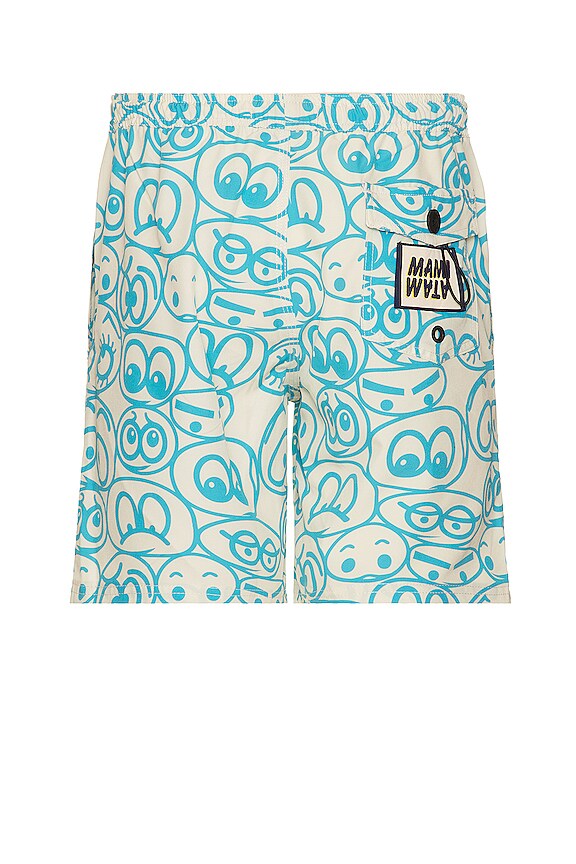 view 2 of 3 Cartoon Eyes Surf Trunk in Blue/Ecru