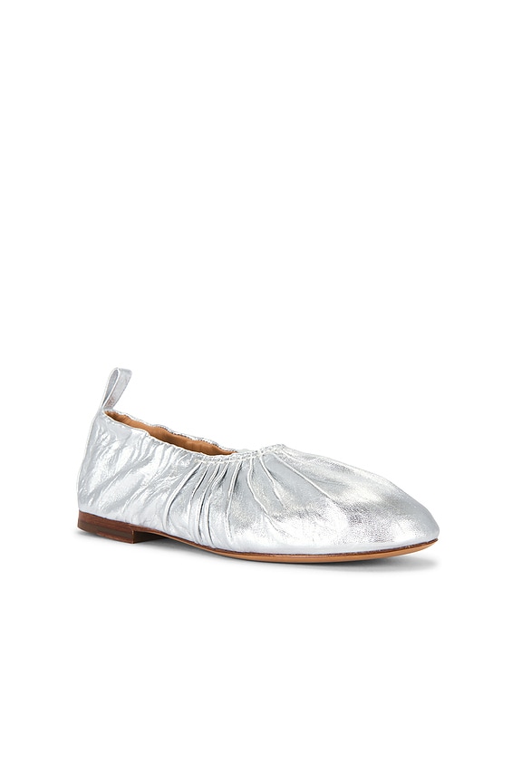 view 2 of 5 Ruched Ballerina Flat in Silver